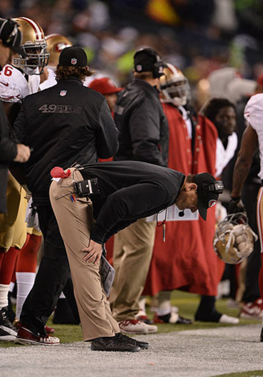 After a 7-4 start this season, Harbaugh's Niners limped to a 1-4 finish down the stretch. (Robert Beck/Sports Illustrated/The MMQB)