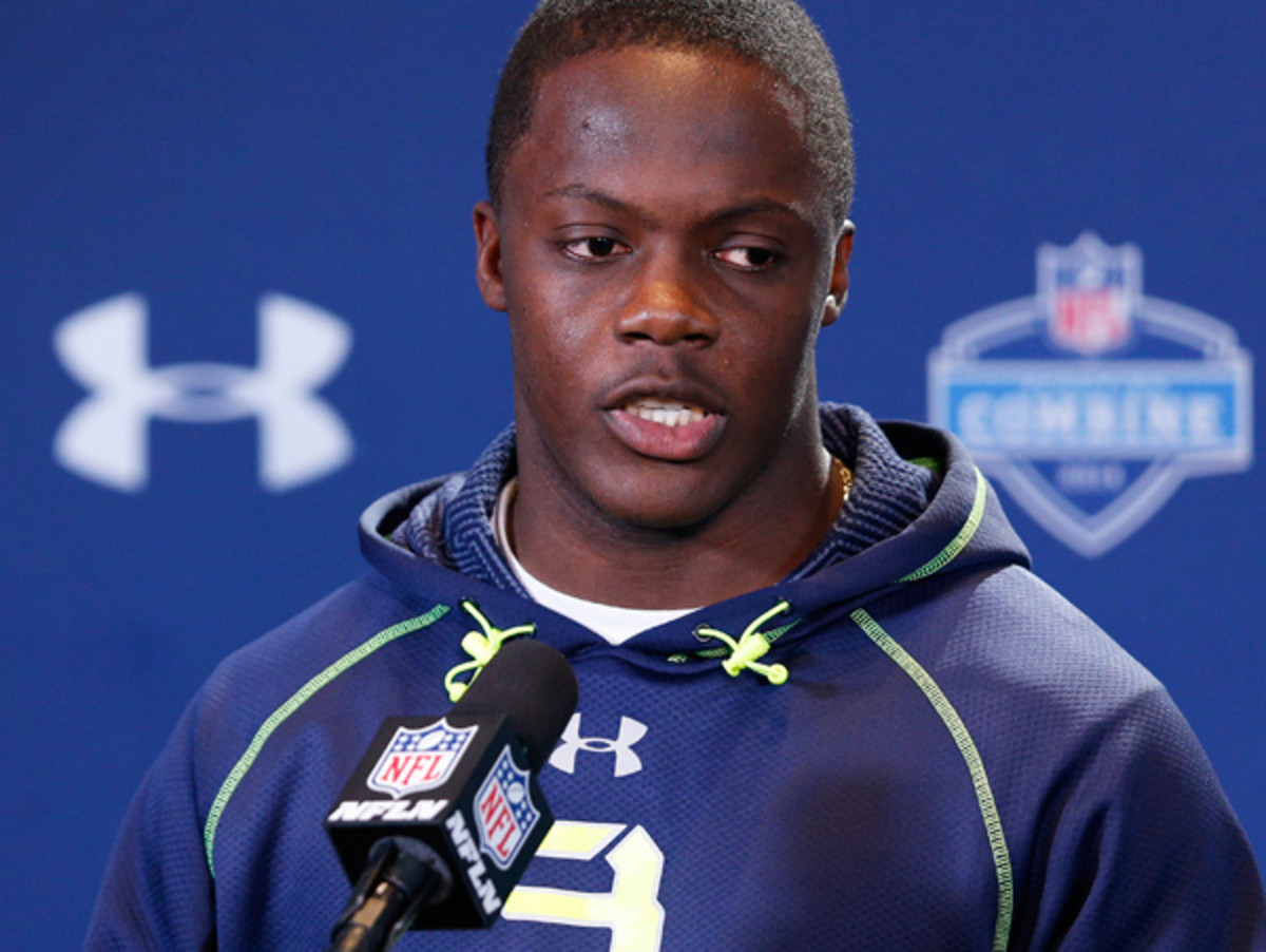 Teddy Bridgewater took questions from reporters at his combine press conference. (Joe Robbins/Getty Images)