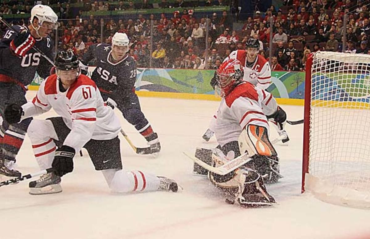 Goaltender Jonas Hiller backstopped Team Switzerland at the 2010 Winter Olympics in Vancouver.