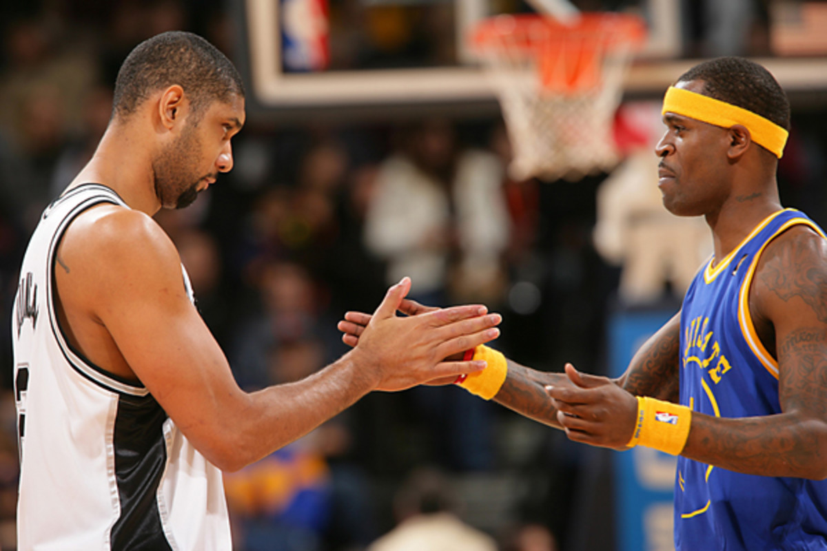 Tim Duncan and Stephen Jackson :: Getty Images