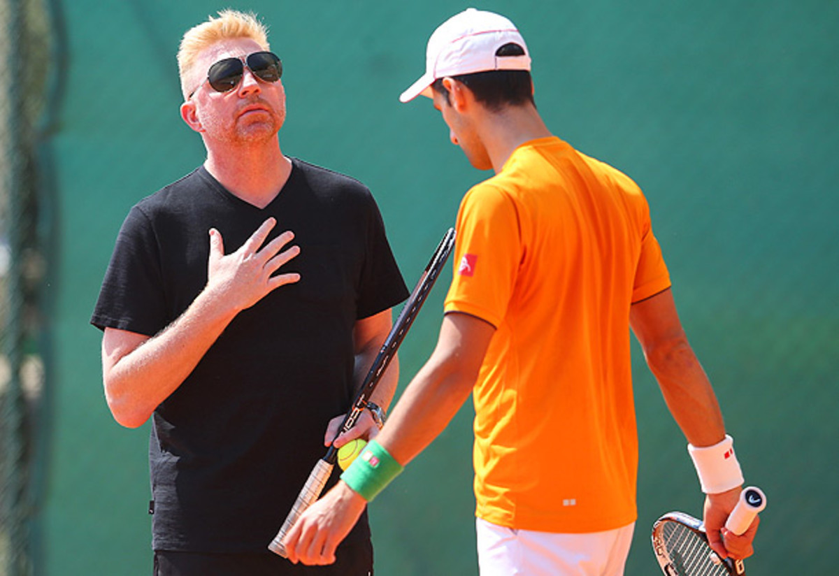 Boris Becker and Novak Djokovic ahead of the start of the Monte Carlo Masters. (Julian Finney/Getty Images)