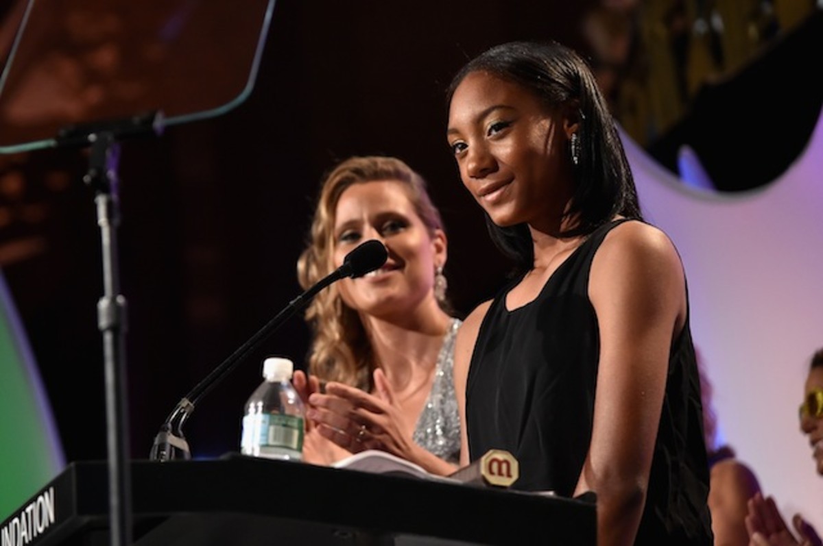 Mo'Ne Davis addresses the crowd at the 35th Annual Salute to Women in Sports