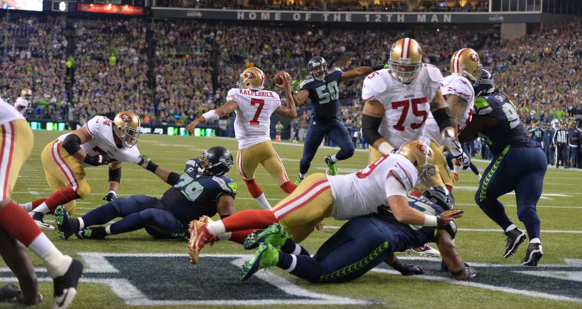 The Seahawks will be bringing the heat to Kaepernick again in Seattle. (Robert Beck/SI)