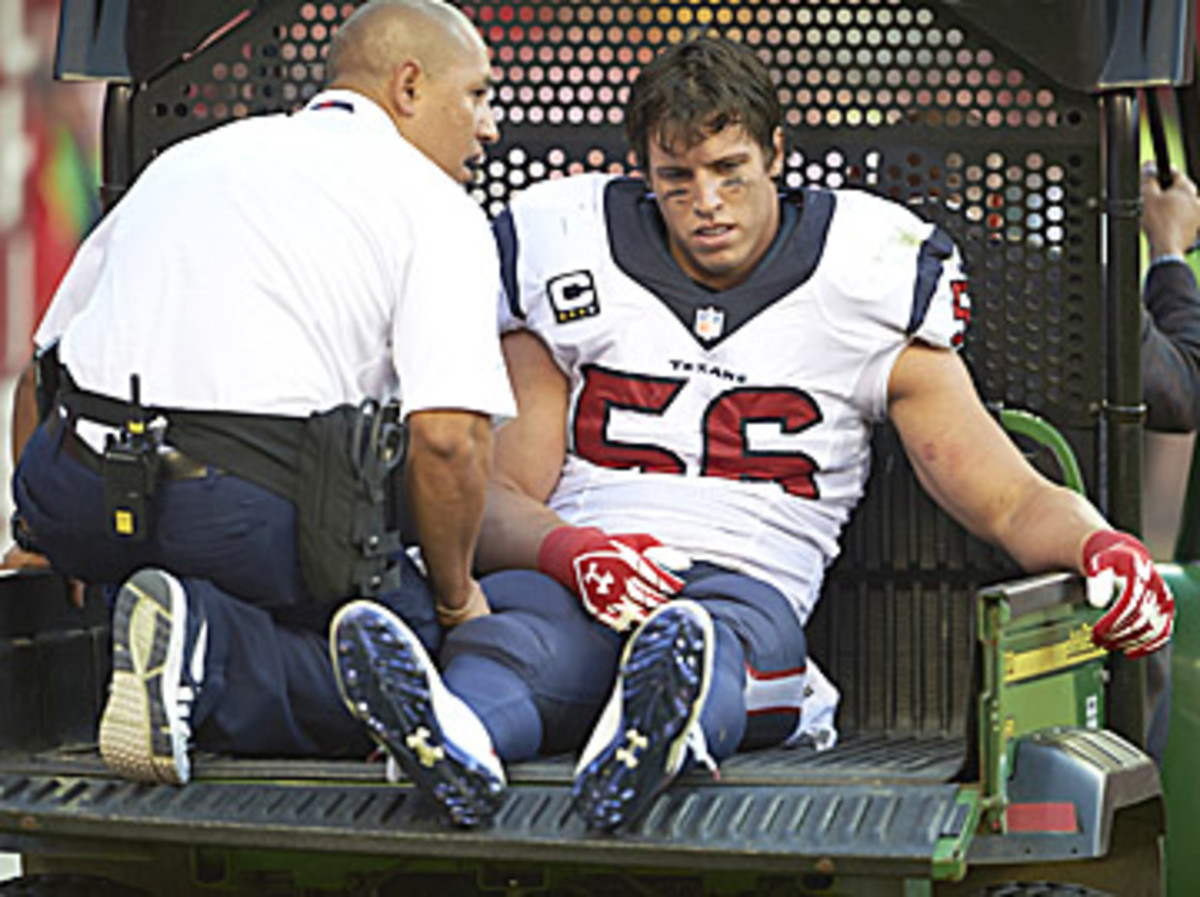 Brian Cushing will be working his way back from another major injury, this time a broken leg suffered in Octobre. (David E. Klutho /Sports Illustrated)