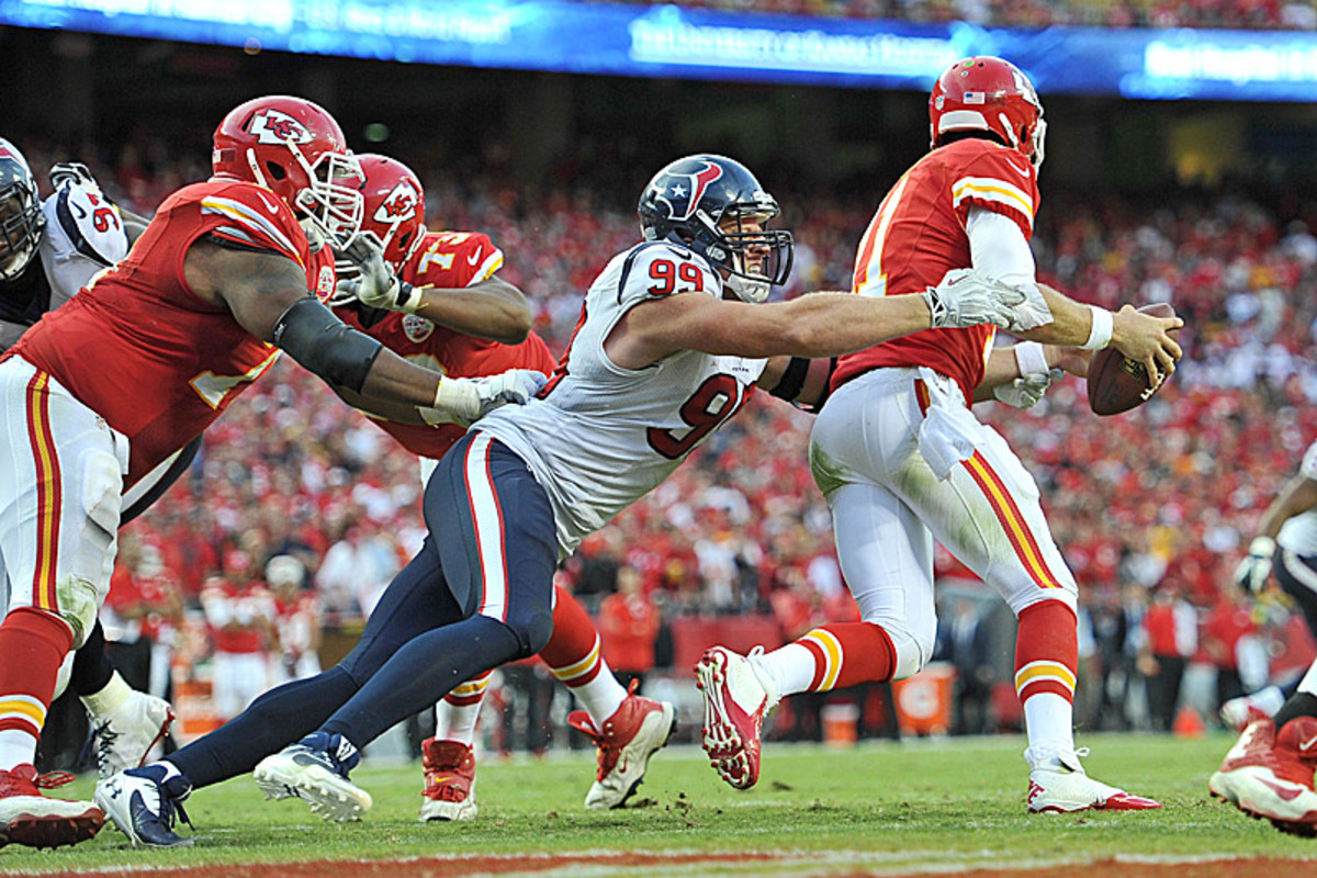 Virtually unblockable, there will once again be an enormous burden put on J.J. Watt. (Peter Aiken/Getty Images)