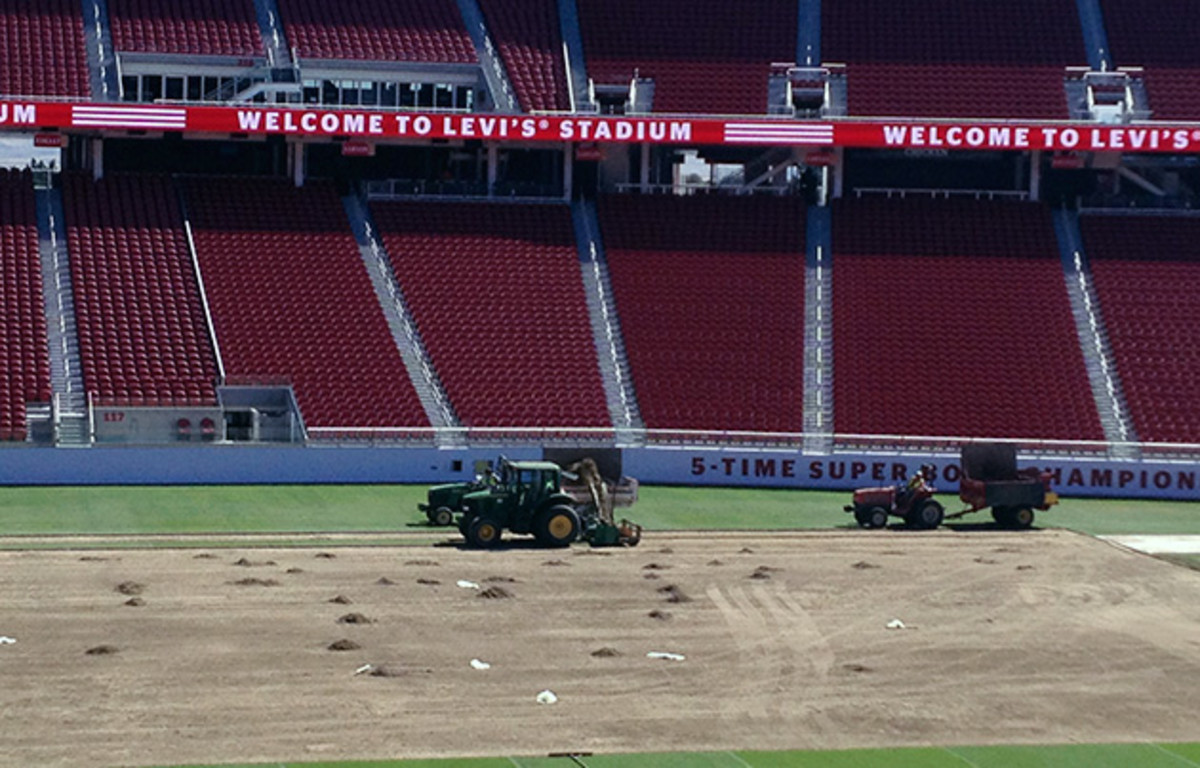 The San Francisco 49ers re-sodded the field at Levi's Stadium from goal line to goal line and sideline to sideline with longer grass.