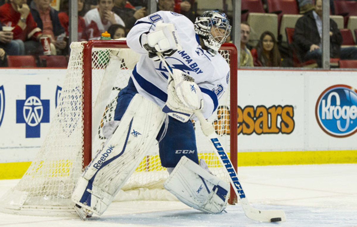 Goalie Ben Bishop of the Tampa Bay Lightning
