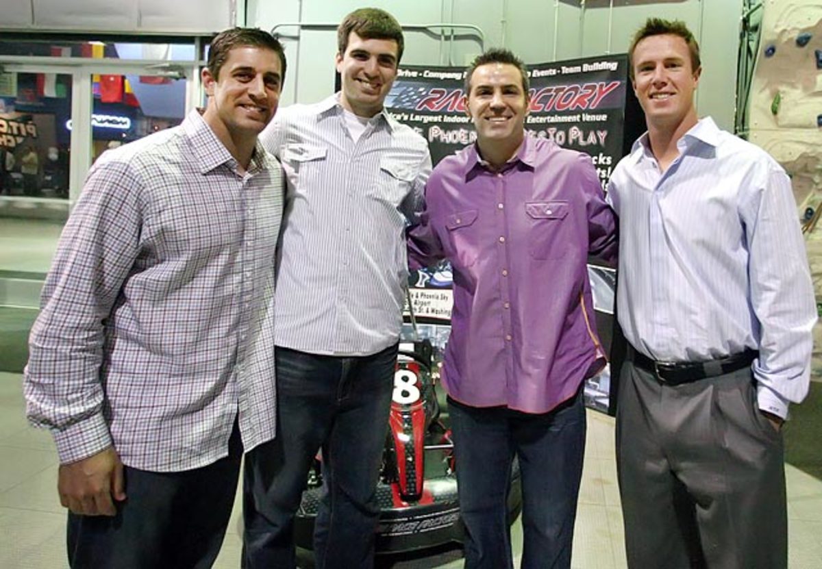 Aaron Rodgers, Joe Flacco, Kurt Warner and Matt Ryan