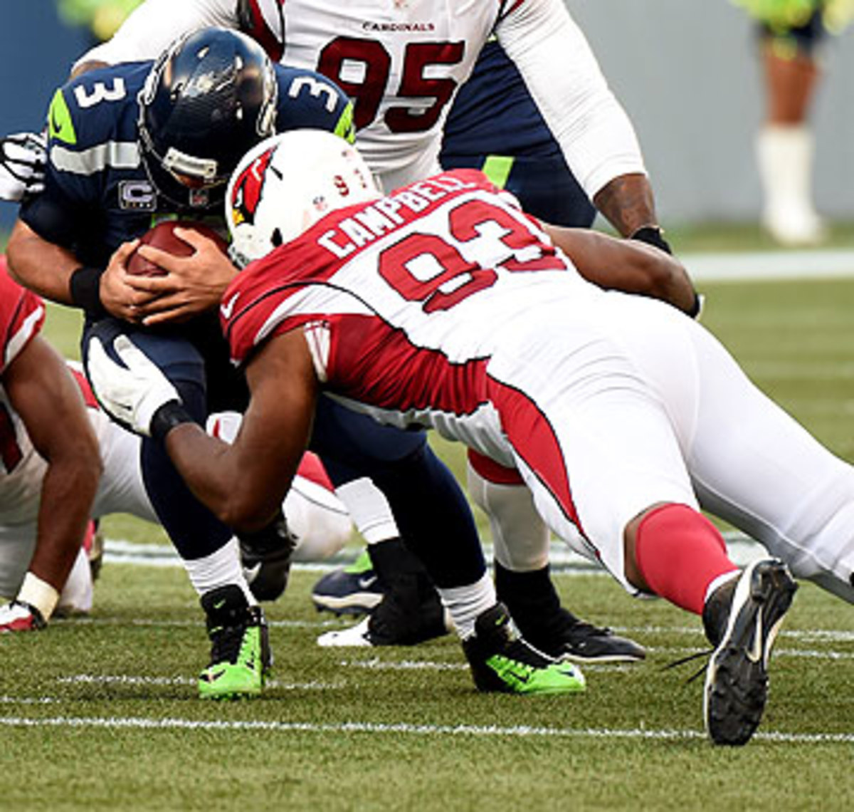 Calais Campbell and the Cards are allowing a 82.2 rating to opposing QBs, sixth-best in the NFL. (Steve Dykes/Getty Images)