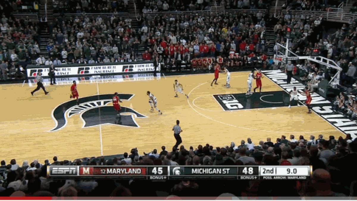 Dez Wells michigan state three pointer