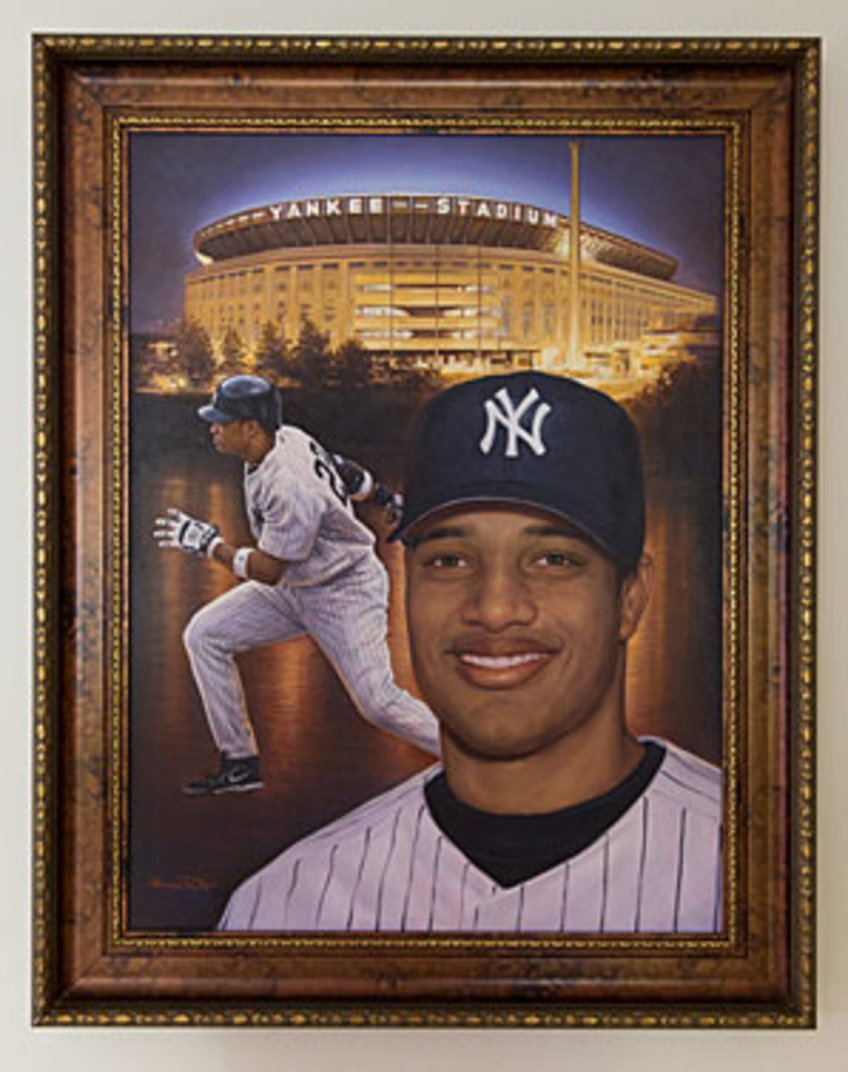 This painting in Cano's house shows him as he looked for nine seasons -- in Yankees pinstripes.