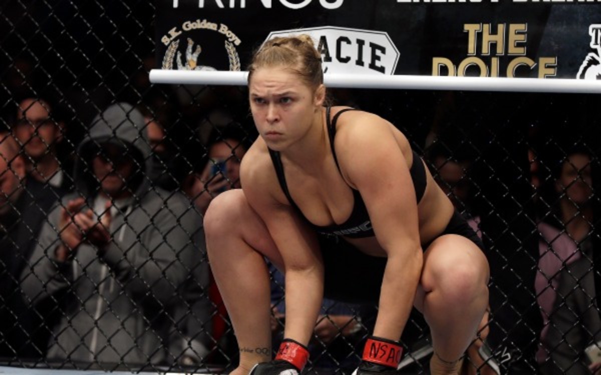 Ronda Rousey has a 9-0 record, eight by submission, in her Mixed Martial Arts career.  (AP Photo/Isaac Brekken) 