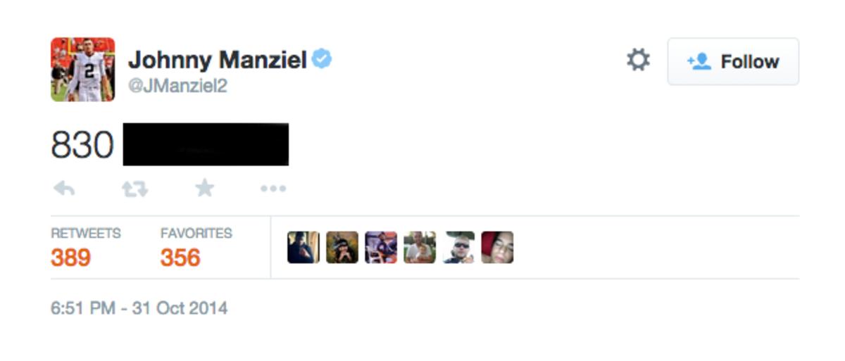 Cleveland Browns Johnny Manziel twitter phone number