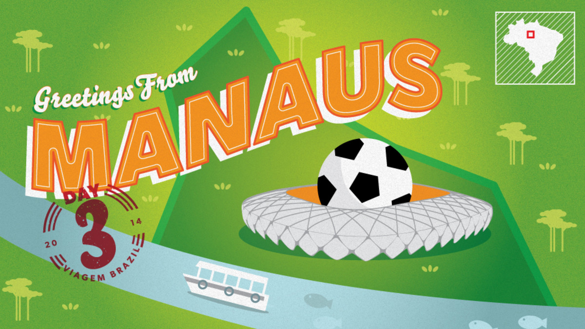 On Day 3 of Viagem Brazil, SI's Greg Bishop and Simon Bruty travel to the Arena da Amazonias, a stadium built for the World Cup in the middle of the Amazon jungle.