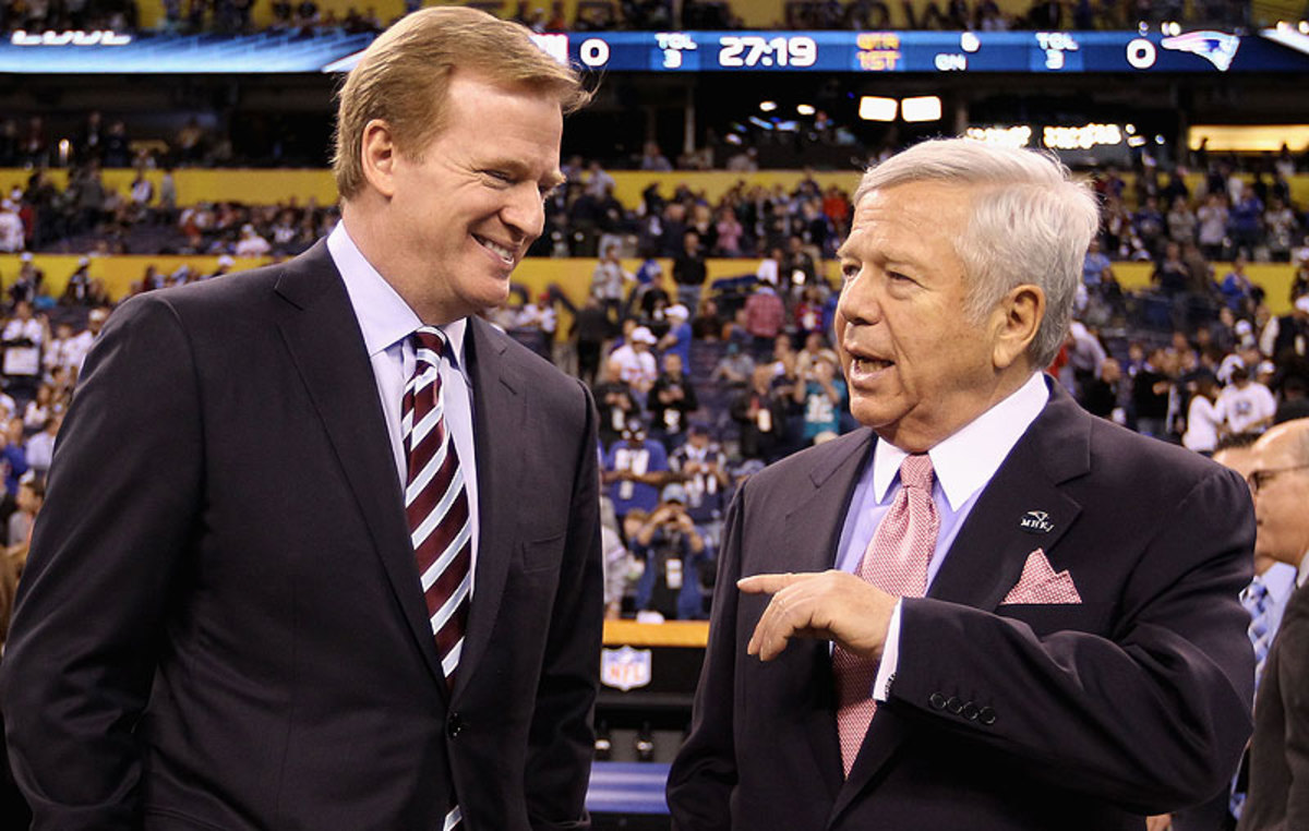 Goodell's chummy relationship with some NFL owners, like New England's Robert Kraft, has called into question the commissioner's ability to rule without prejudice. (Ezra Shaw/Getty Images)