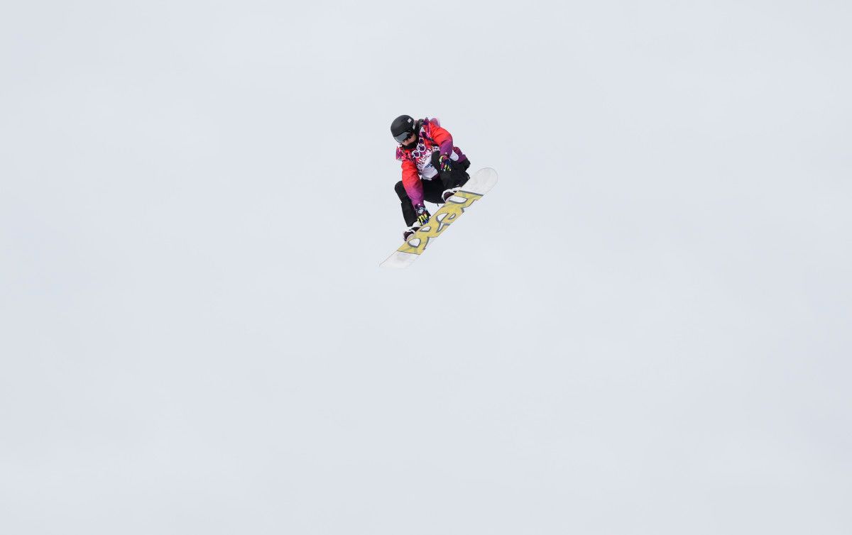 Britain's Aimee Fuller takes a jump during the women's snowboard slopestyle semifinal on Sunday.
