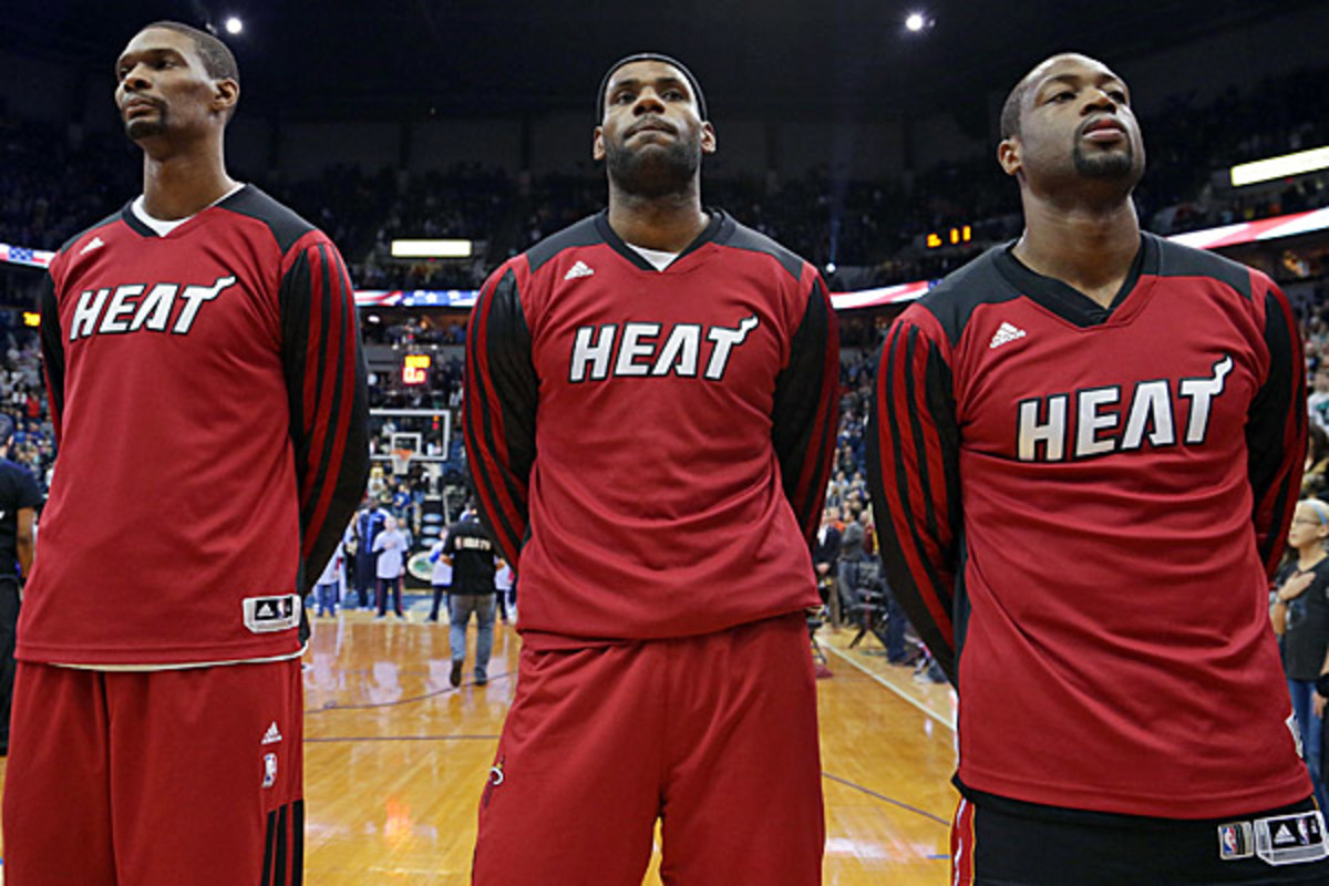 The Heat's offseason again centers on (from left) Chris Bosh, LeBron James and Dwyane Wade.