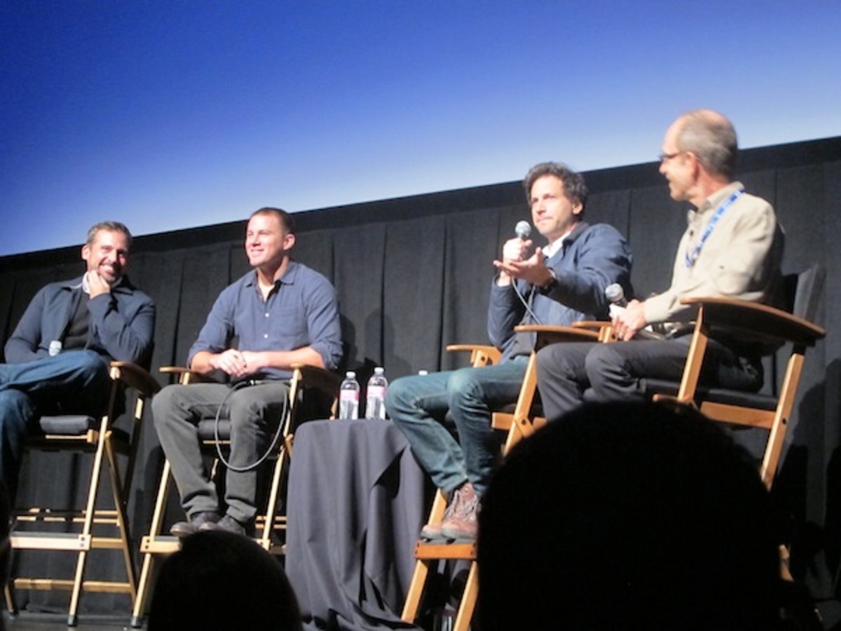 Steve Carrell and Channing Tatum with Foxcatcher director Bennett Miller at the Telluride Film Festival