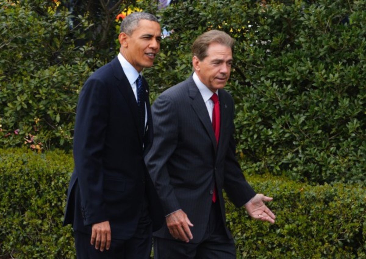 Petitioning fans want Obama to oppose Saban and other proponents of the defensive substitution rule. (Mandel Ngan/AFP/Getty Images)