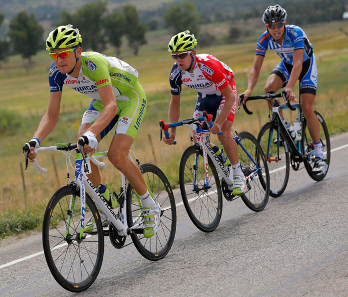 Ted King leads the peloton during a stage in the USA Pro Challenge in Colorado. King partnered with the Cochran boys and Andrew Gardner to create UnTapped, a company looking to popularize maple syrup as sports fuel.