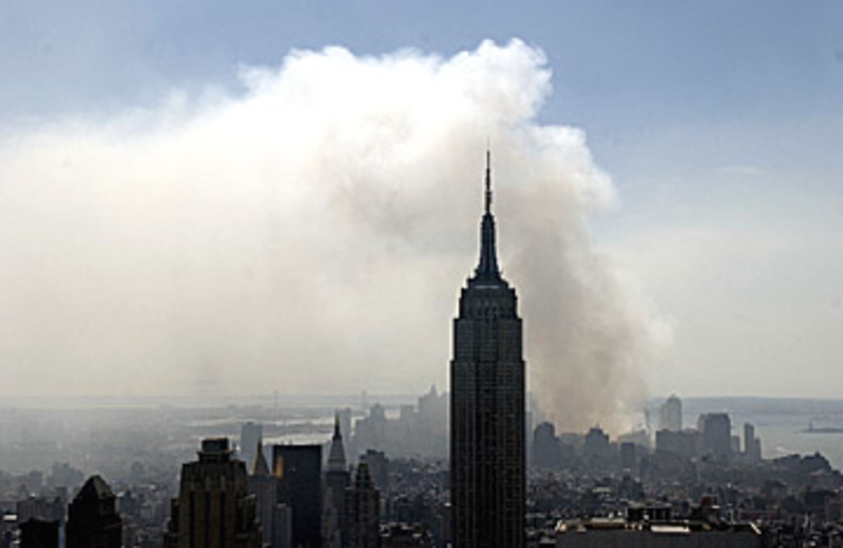 The view of lower Manhattan from midtown, one day after the 9/11 attacks. (Darren McCollester/Getty Images)