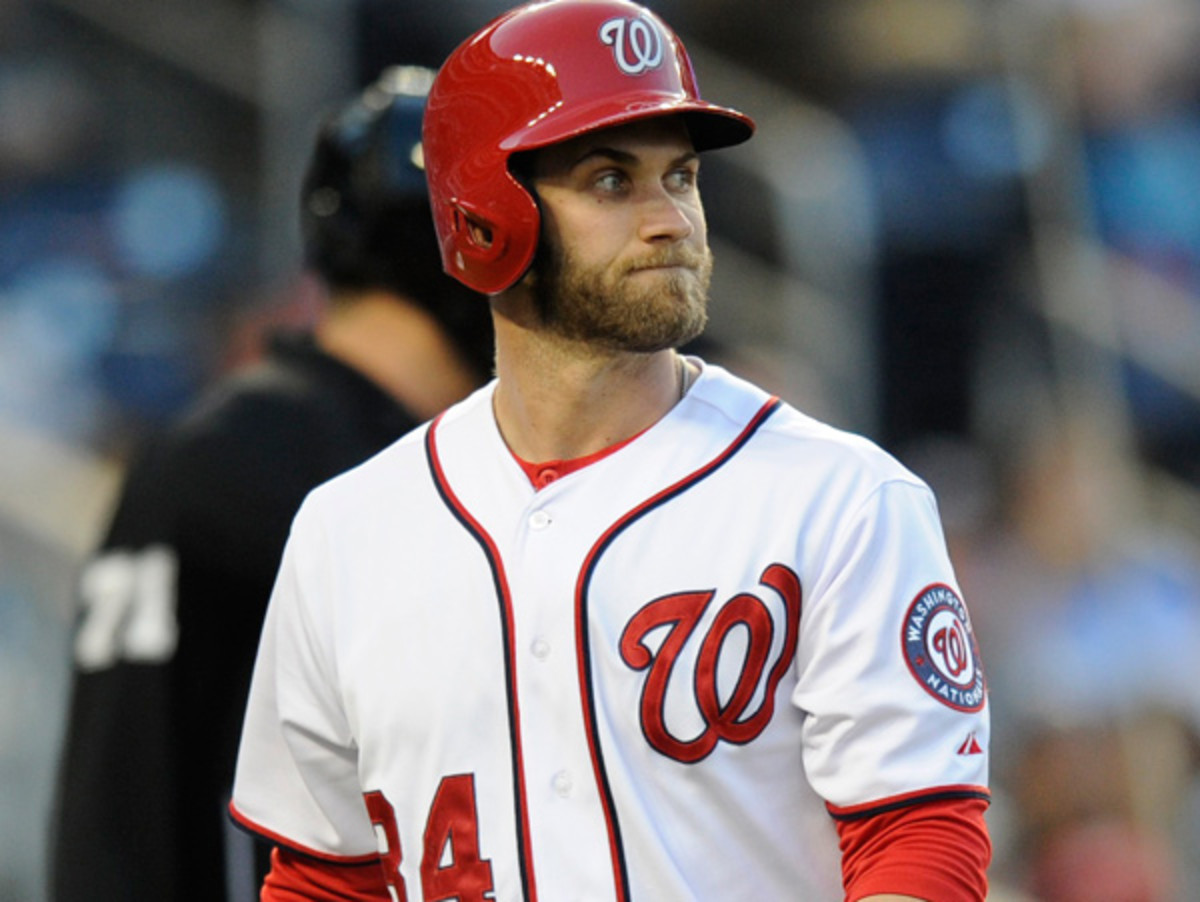 Bryce Harper will be sidelined for roughly eight to 10 weeks due to a torn thumb ligament. (Nick Wass/AP)