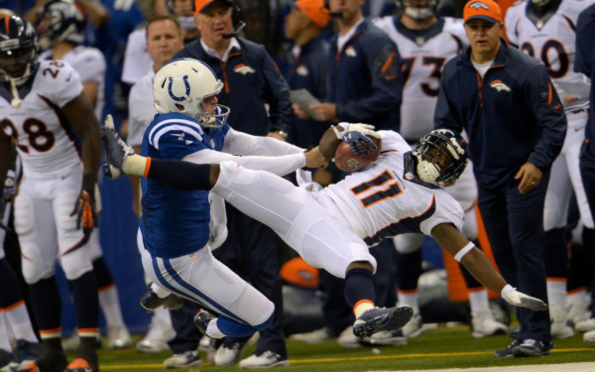 Colts punter Pat McAfee laid out Trindon Holliday with this hit last season.  (Joe Amon/Denver Post/Getty Images)