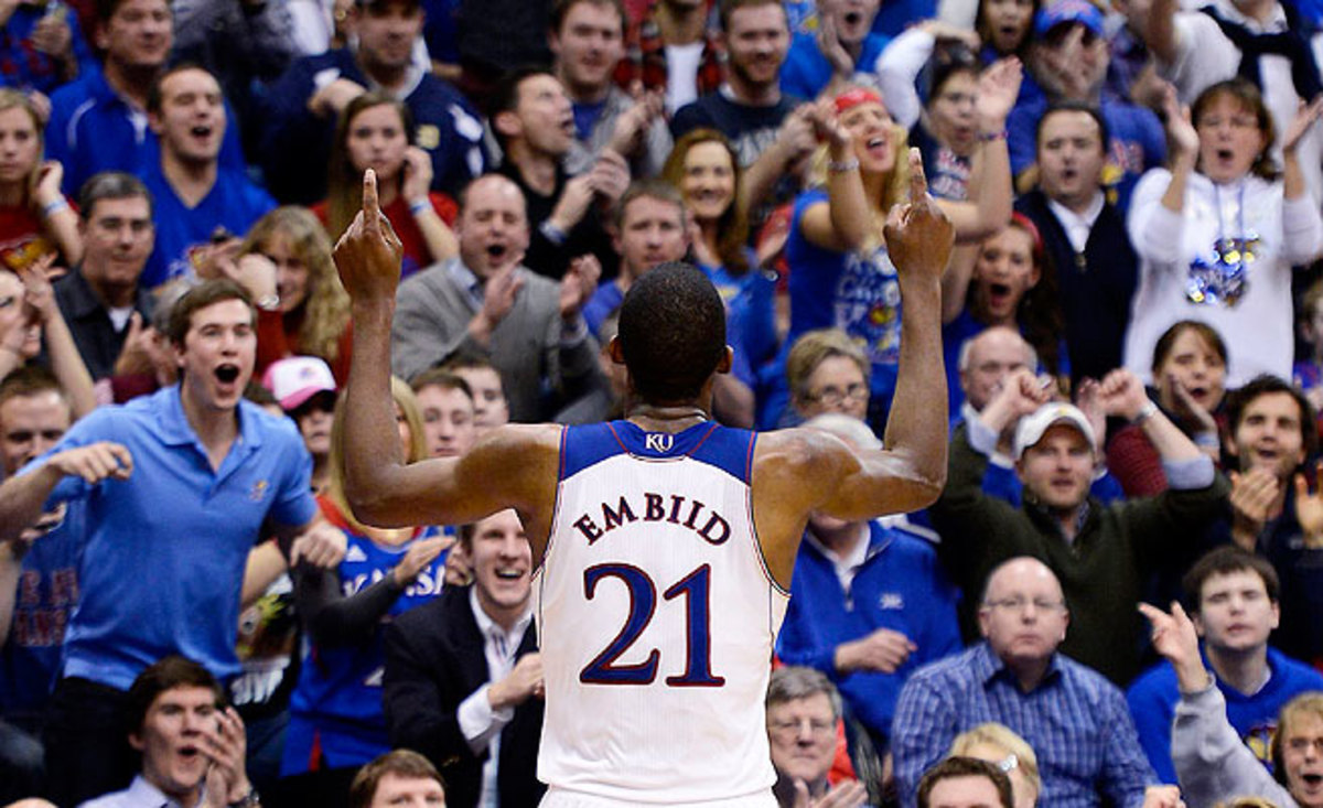 Joel Embiid and fellow freshman Wayne Selden and Andrew Wiggins could lead Kansas to another title.