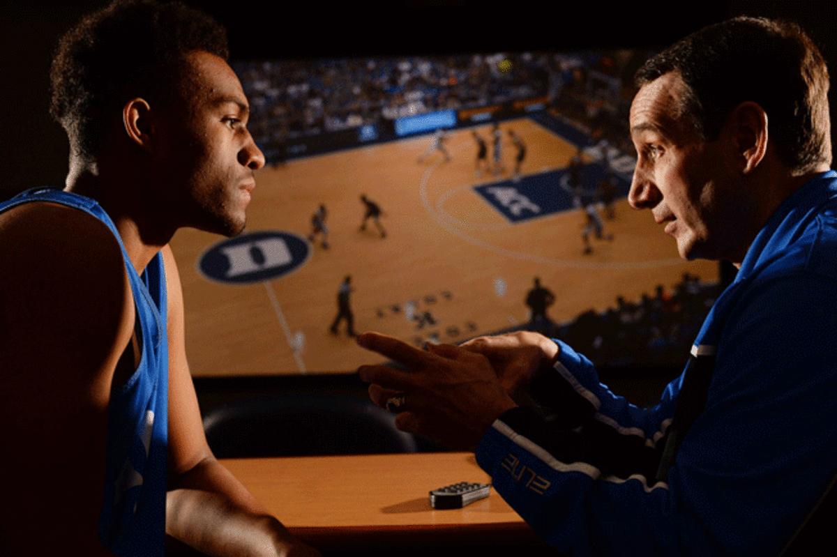 In one-on-one film sessions with Coach K, Parker has learned to correct the finer points of his game.