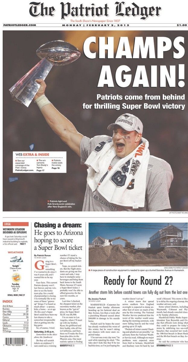 super bowl xlix newspaper