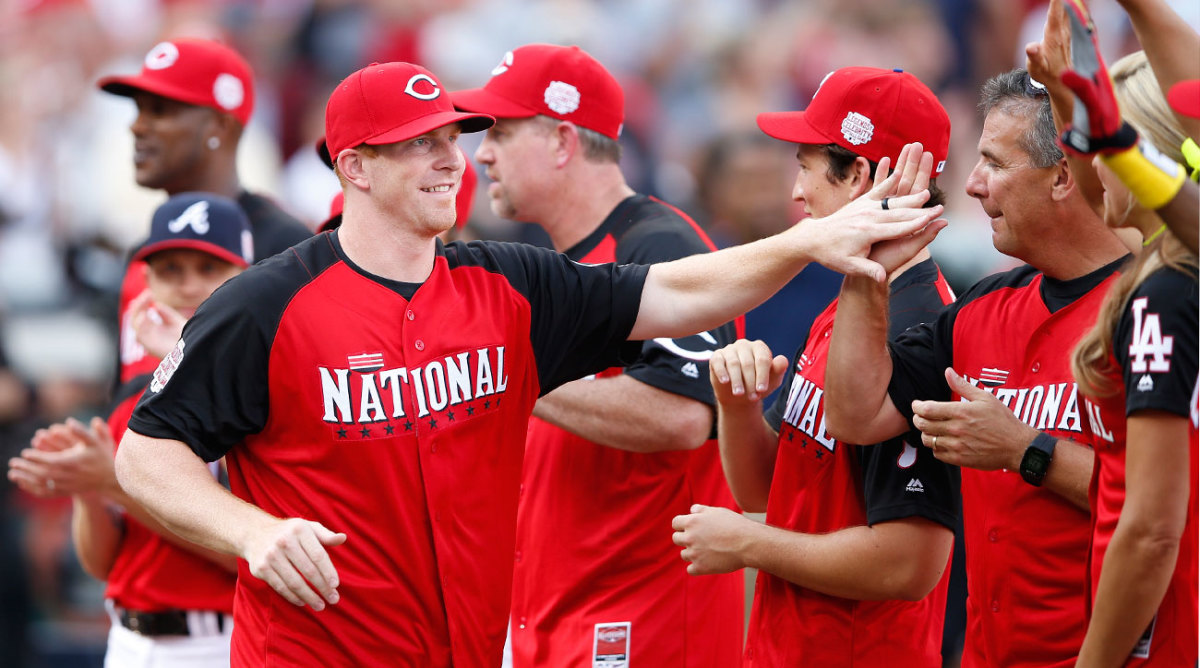 Dalton at the 2015 All-Star Game celebrity softball match in Cincinnati.