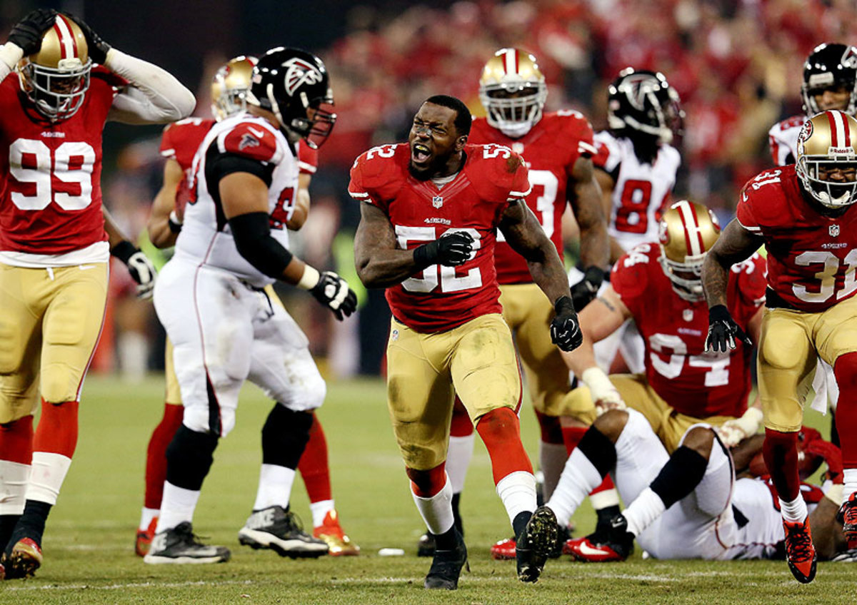Patrick Willis, always in the middle of things for the 49ers defense from day one, was voted to seven Pro Bowls in eight seasons. (Stephen Dunn/Getty Images)