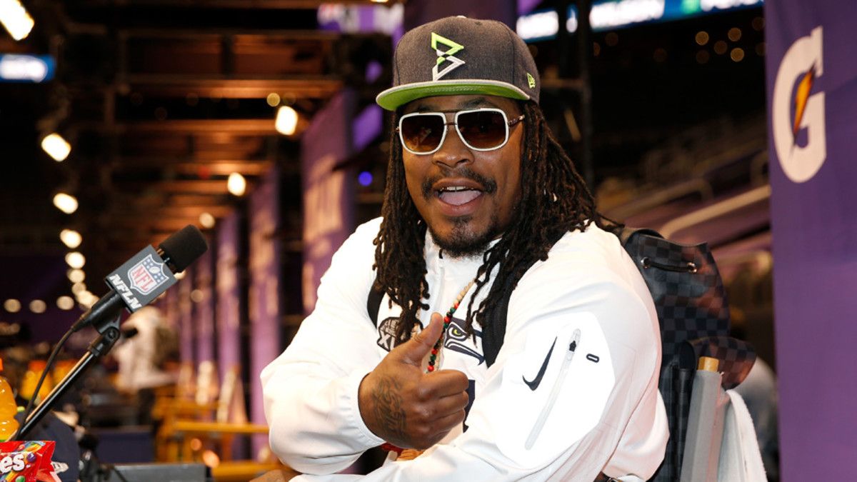 Marshawn Lynch Beast Mode hat on media 
