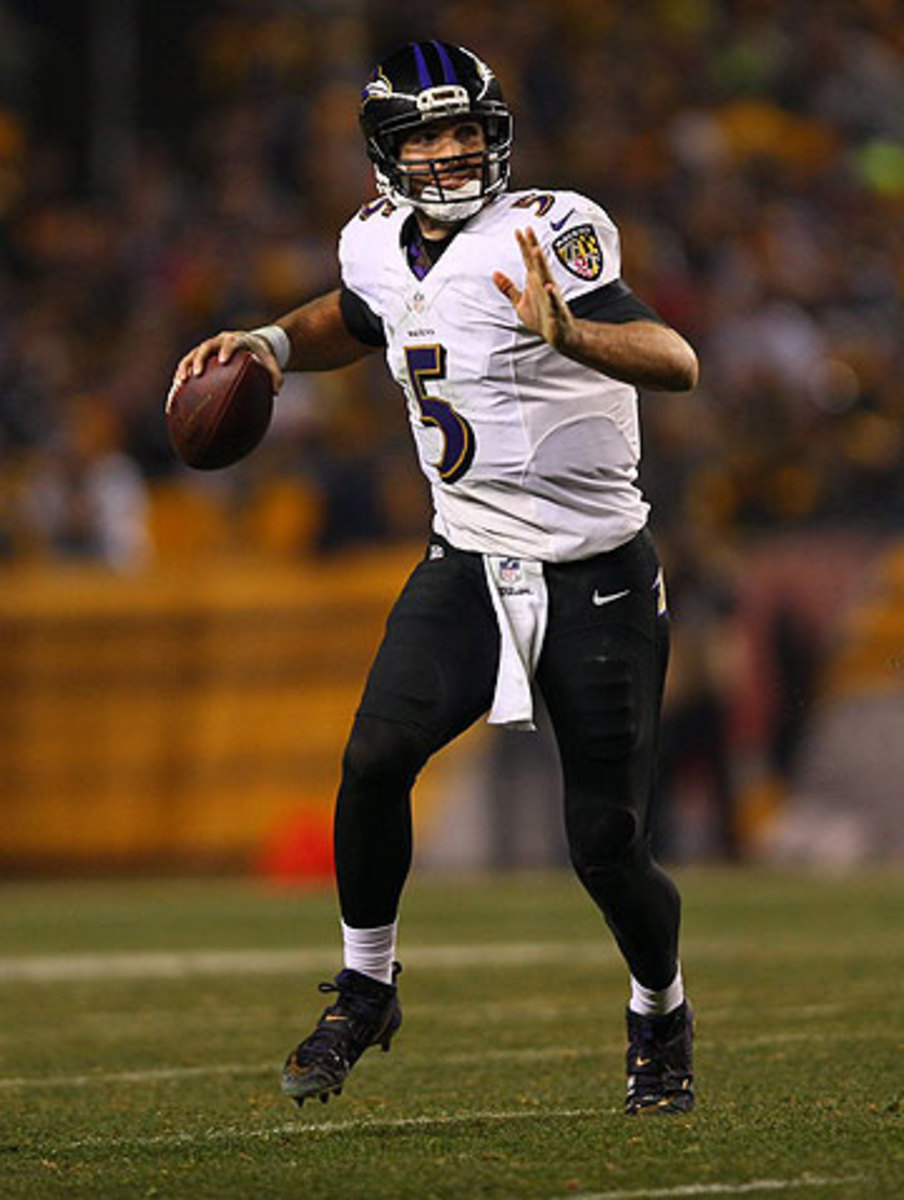 Joe Flacco's 10-4 career playoff record includes a 2-1 mark against the Patriots. (Al Tielemans/Sports Illustrated/The MMQB)