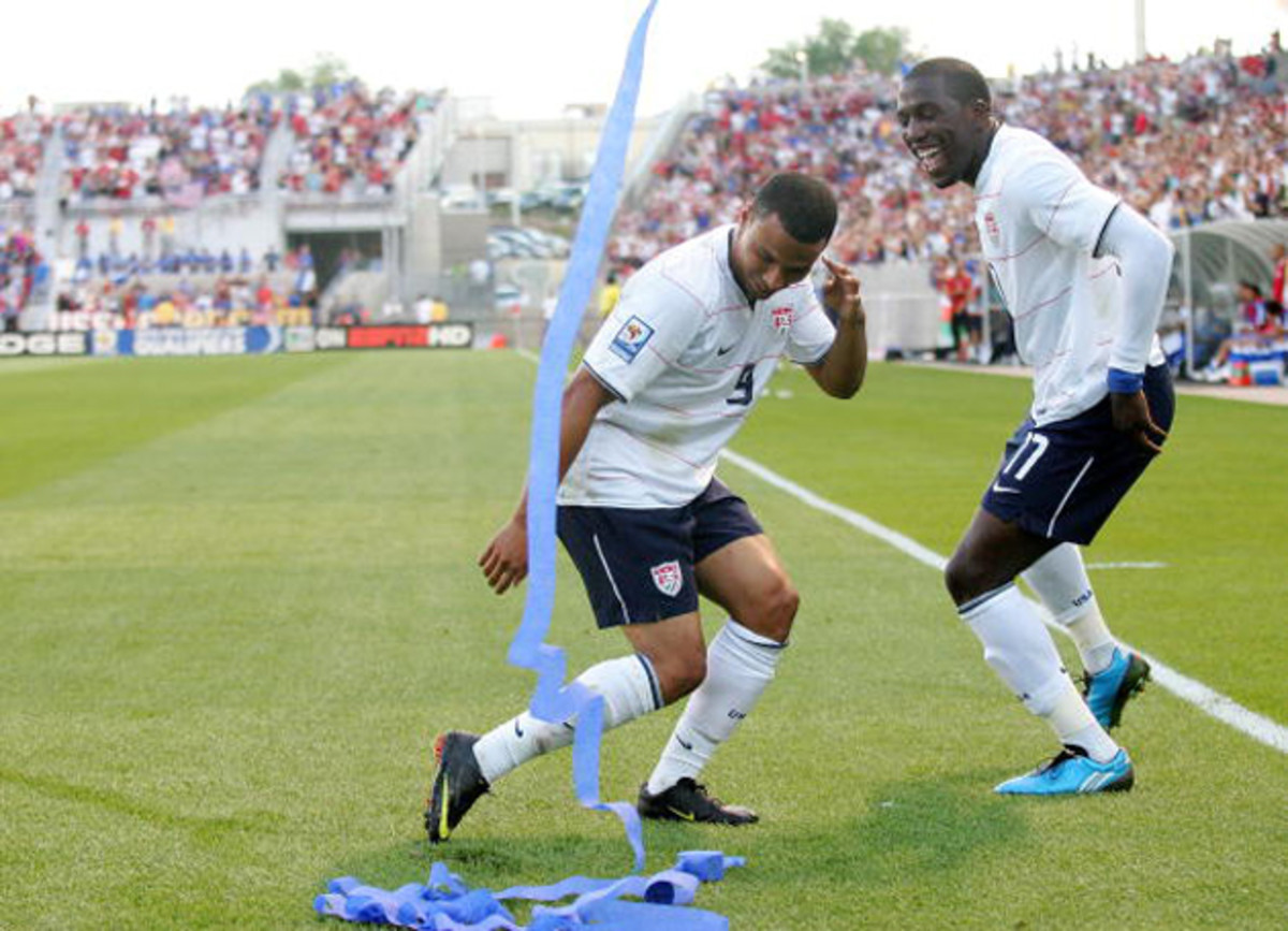 Charlie Davies, left, with Jozy Altidore, celebrating after the latter's goal in a 2009 World Cup qualifier against El Salvador.