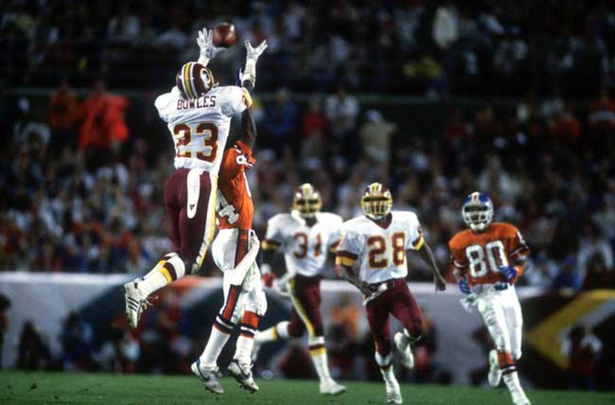 Todd Bowles breaks up a pass in Super Bowl XXII in January 1988. His Washington team beat the Broncos, 41-10.