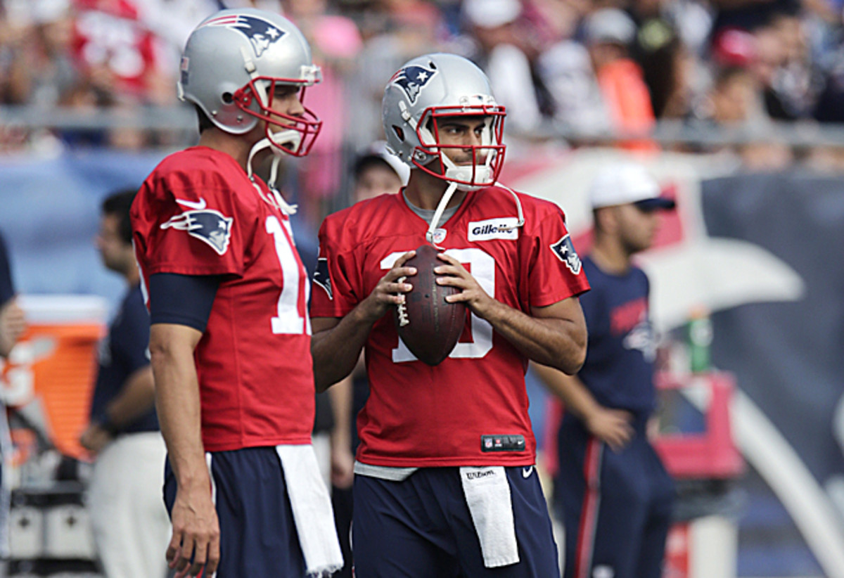 Jimmy Garoppolo might be under center for the Patriots when the season opens, but you wouldn't know it from watching practice. (Charles Krupa/AP)