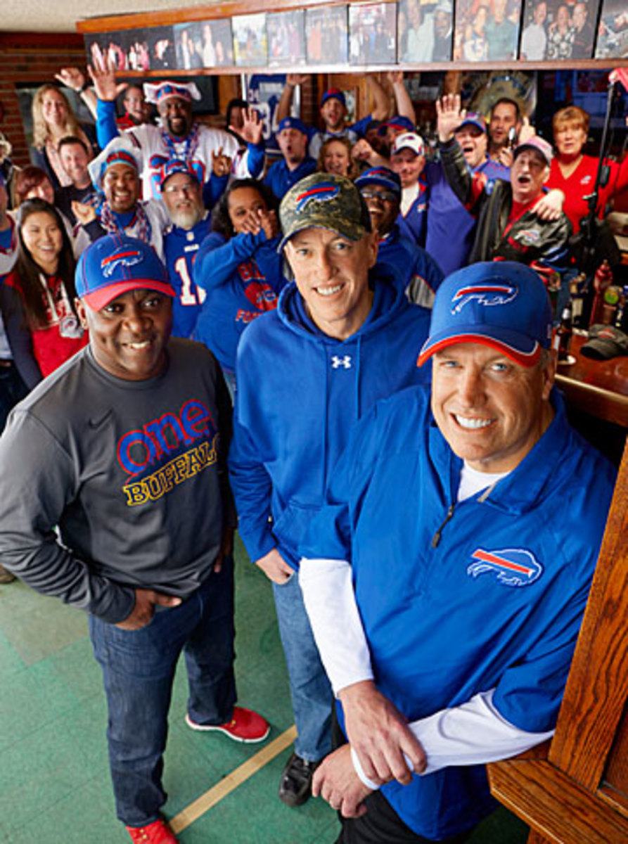 Ryan was joined by Bills legends Thomas and Kelly, and some passionate supporters, at the Big Tree Inn last week. (Clay Patrick McBride for Sports Illustrated/The MMQB)
