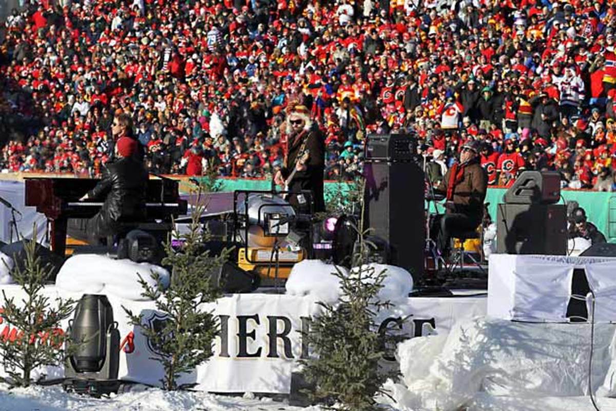 At the NHL's 2011 Heritage Classic outdoor game in Calgary.