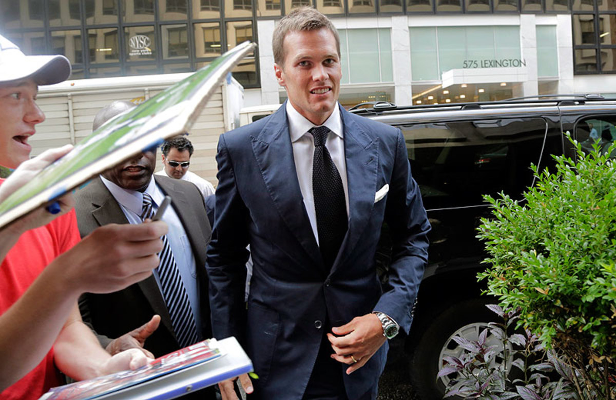 Tom Brady's suspension appeal hearing Tuesday in New York lasted more than 10 hours. (Mark Lennihan/AP)