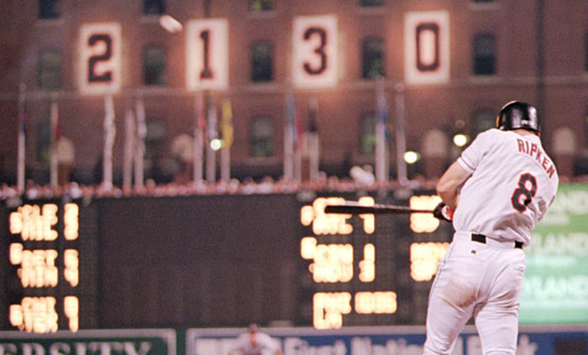 Though he had just 17 home runs all year, Ripken went deep in games 2,129, 2,130 and 2,131.