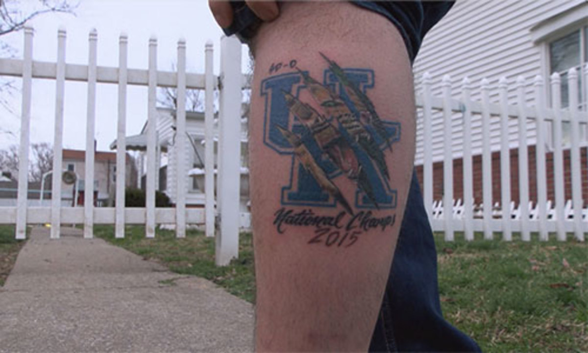 kentucky basketball 2015 champs fan tattoo