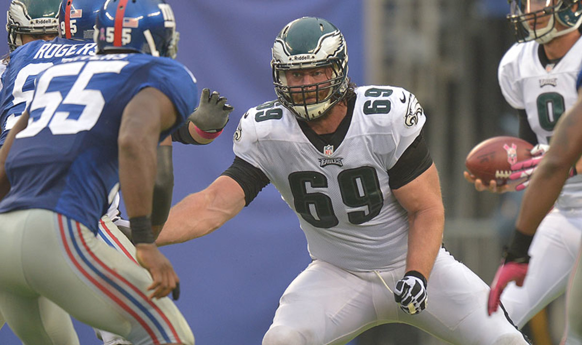 The agent for Evan Mathis said more than a half-dozen teams have inquired about the veteran guard after his surprise release by the Eagles. (Drew Hallowell/Getty Images)