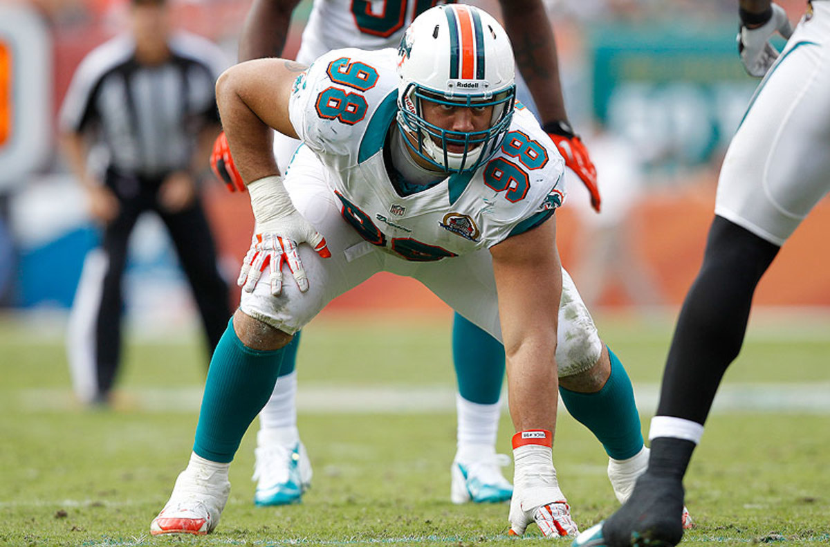 Jared Odrick's time in Miami appears to be over, and Jacksonville could be a good landing spot for the versatile defensive lineman. (Joel Auerbach/Getty Images)