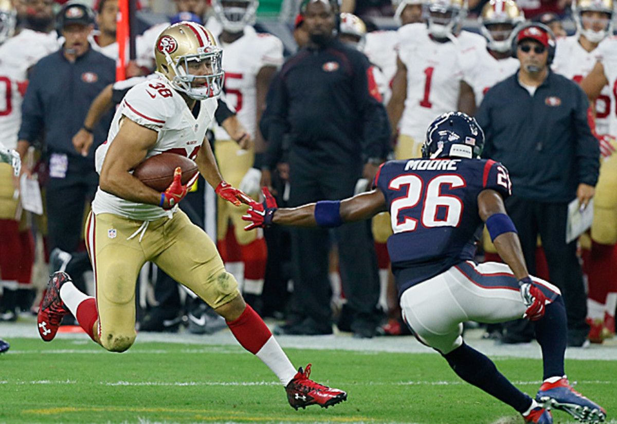 Australian rugby player Jarryd Hayne rushed for 63 yards on five carries in his NFL debut last week. (Bob Levey/Getty Images)