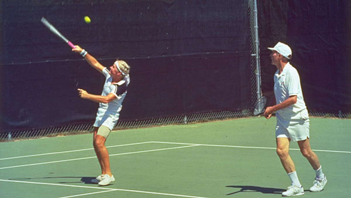 "Tennis time" couldn't end soon enough for the author after he whiffed this overhead, but Bush told him to "shake it off."