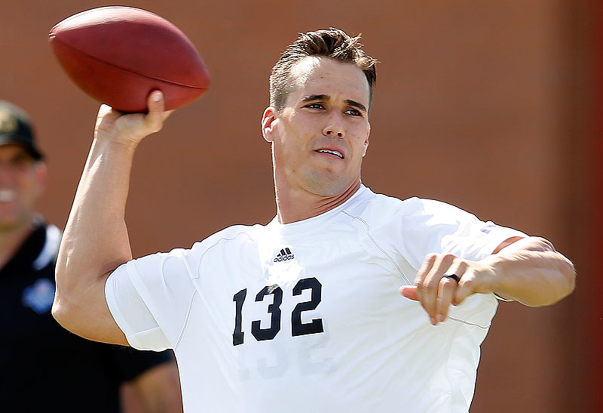 Brady Quinn was one of the quarterbacks at Sunday's veteran combine in Arizona. (Rick Scuteri/AP)