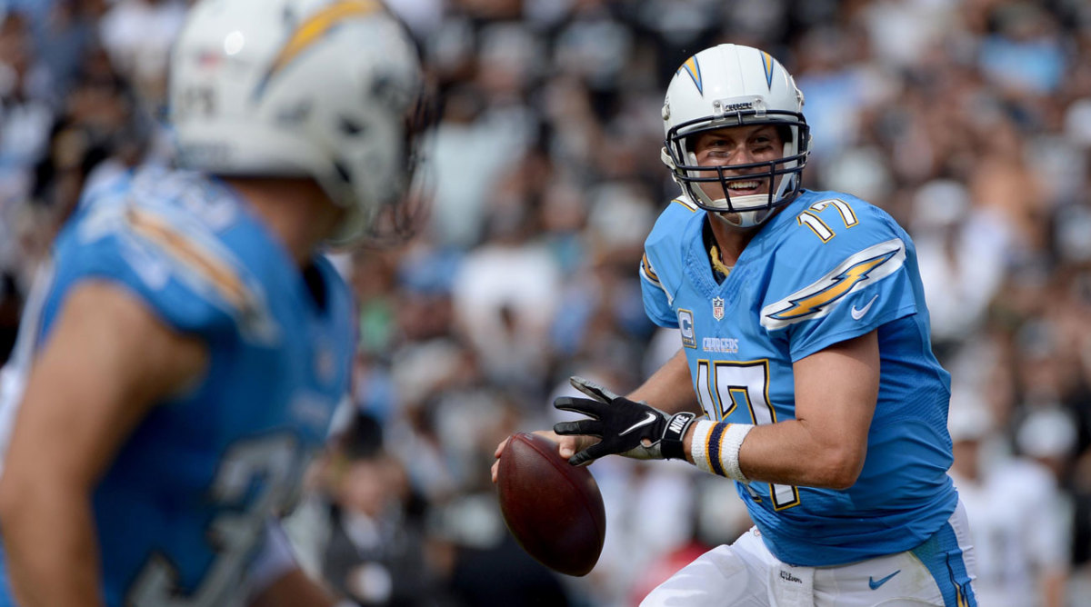 Philip Rivers leads all quarterbacks in total passing yardage and per game average. 