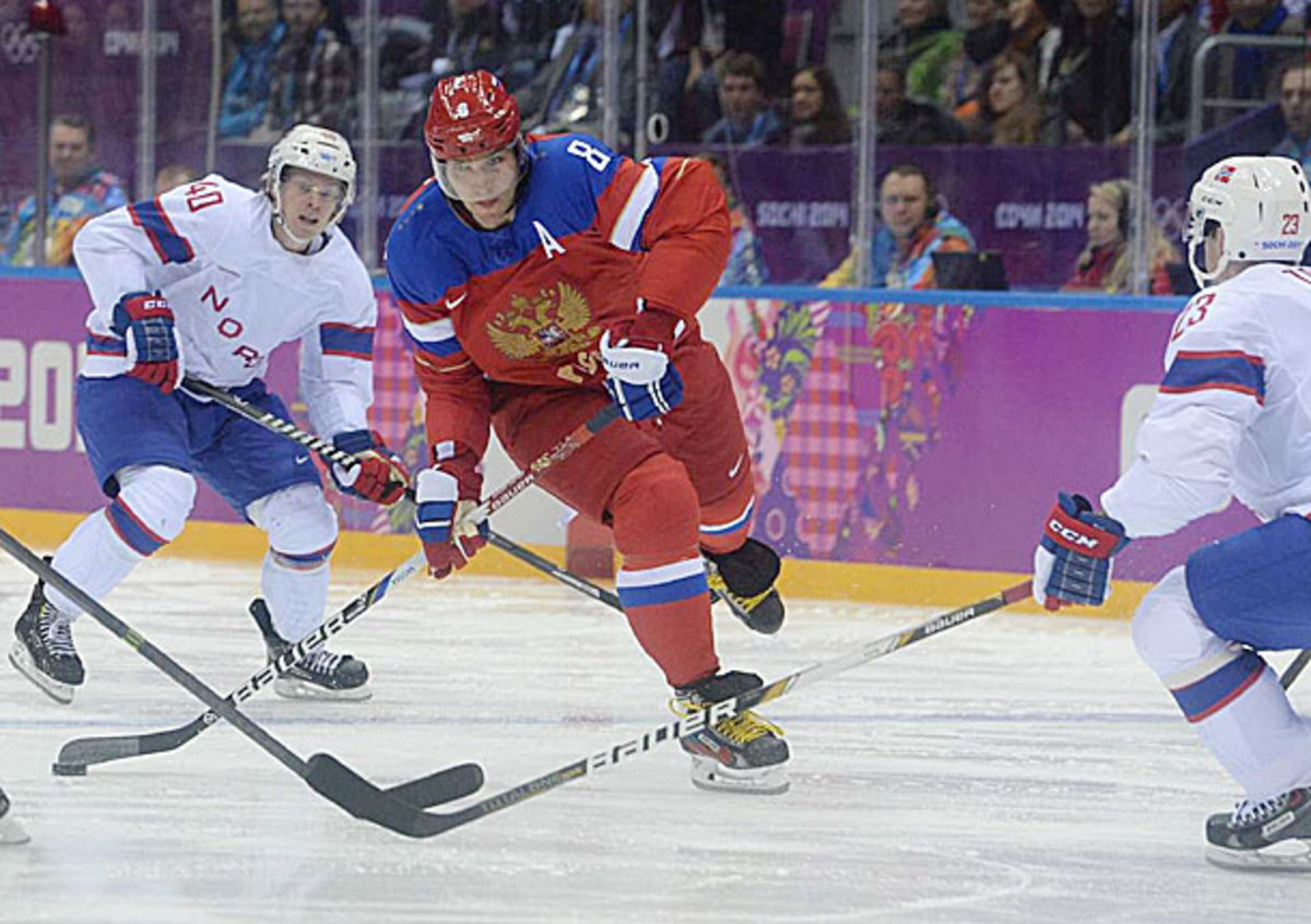 Alex Ovechkin of Team Russia at 2014 Sochi Winter Olympics