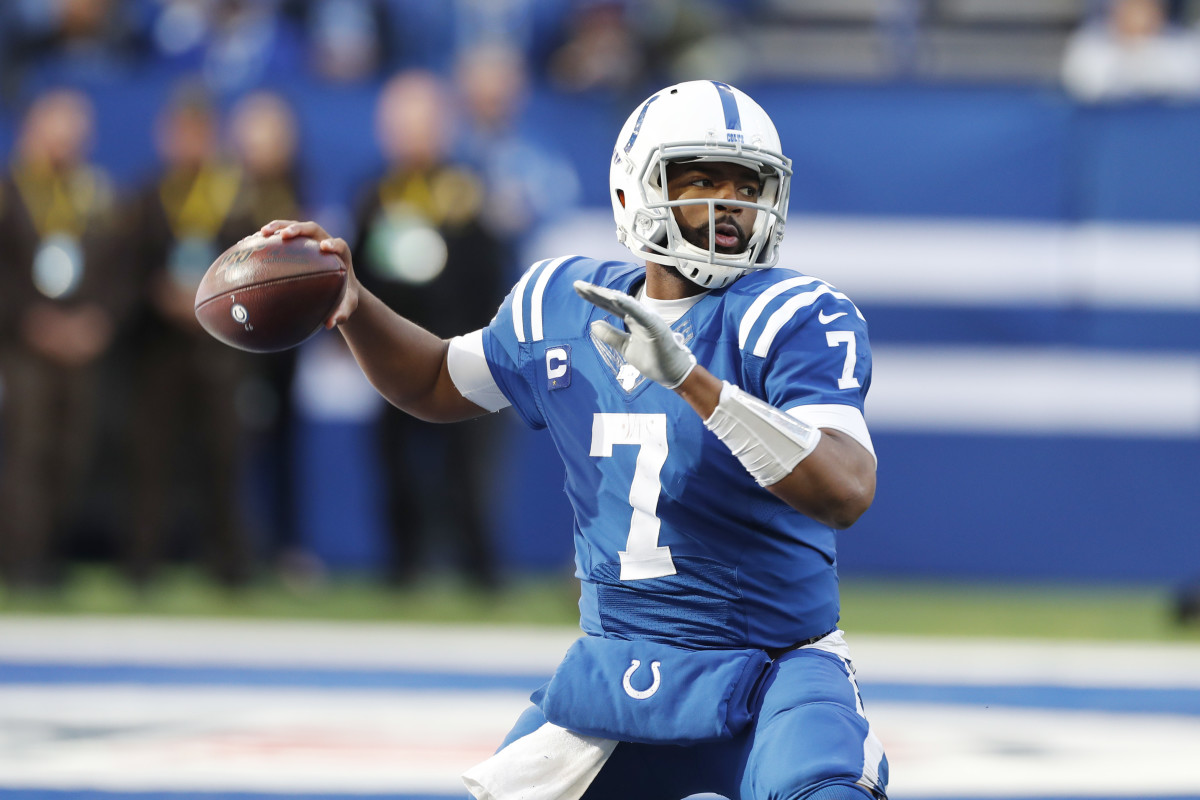 Indianapolis Colts quarterback Jacoby Brissett throws a pass in a recent home game against the Denver Broncos.